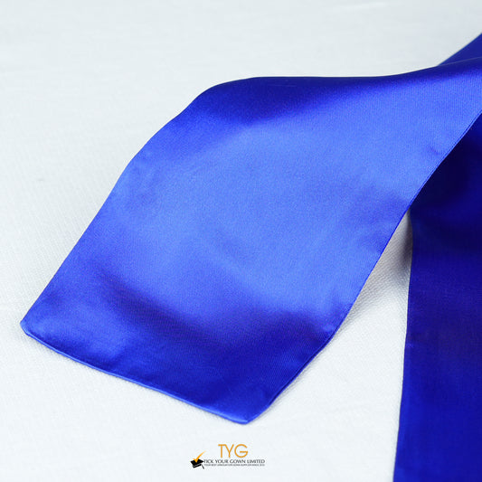 Detailed view of a navy stole fabric on a white background.